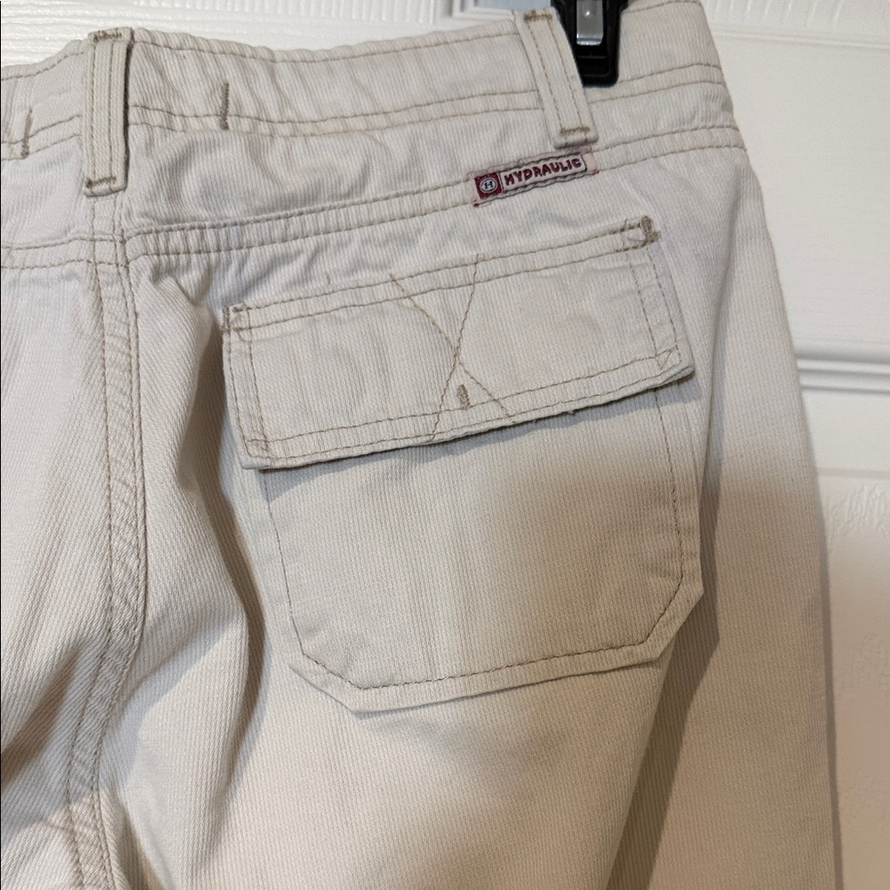 Hydraulic Cream Wide-Leg Drawstring Cargo Jeans - Picture 6 of 8